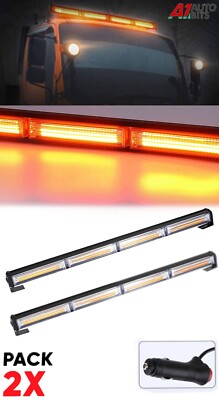 23'' 72W COB LED gelb Notfall Warnung Gefahr Blitz Stroboskop Leuchtfeuer Lichtleiste X2