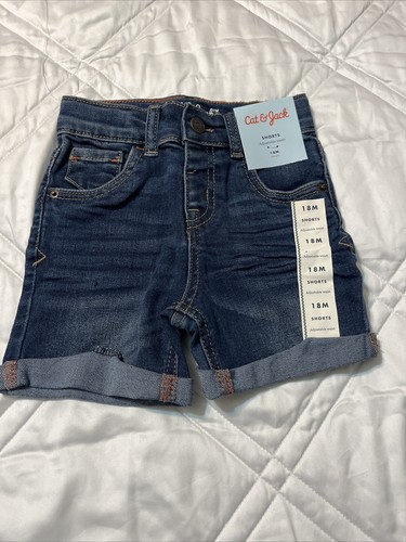 NEW! Cat & Jack Total Flex 18 Shorts Cuffed NWT Adjustable Waist Blue Denim