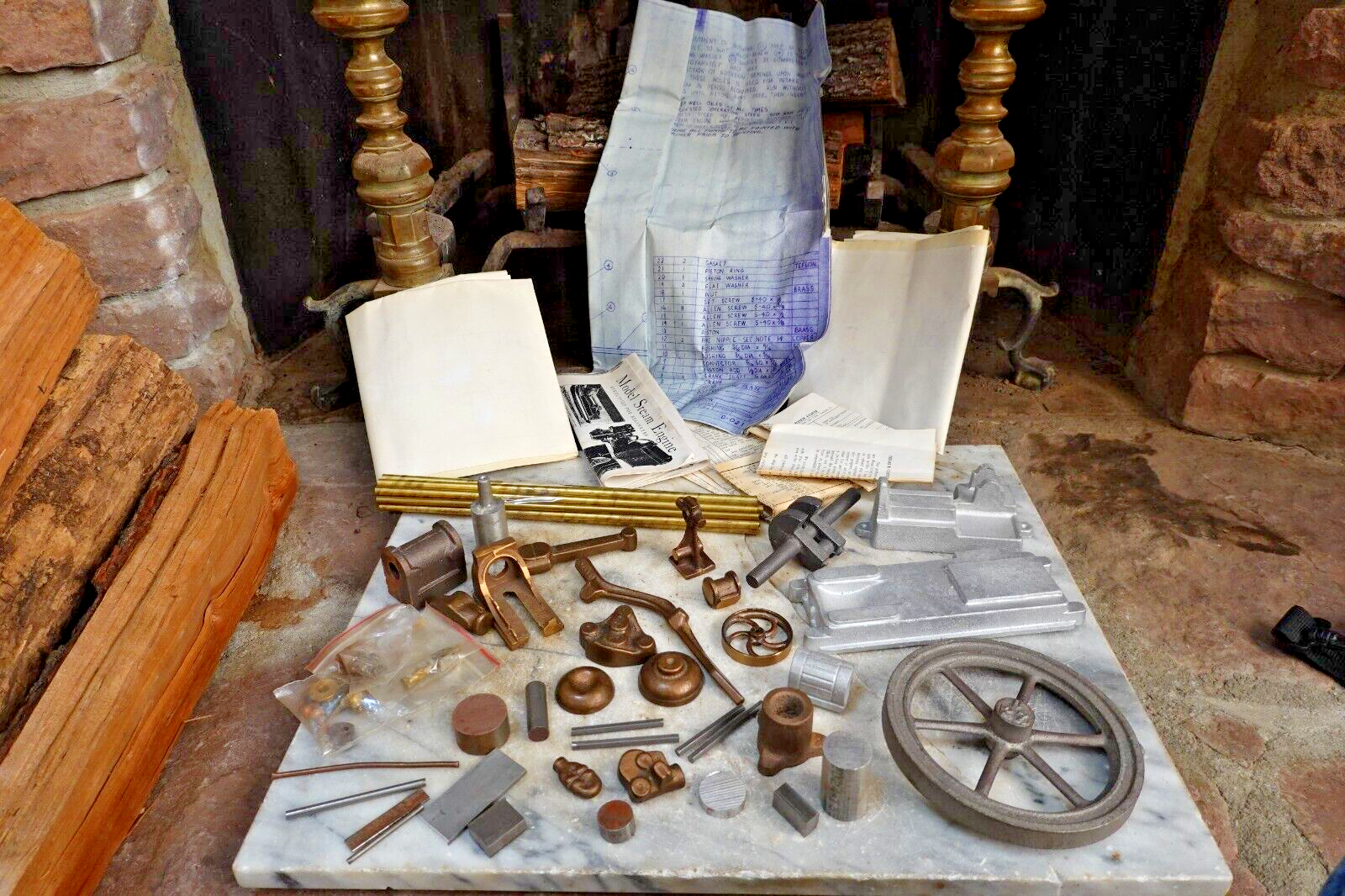 Vintage BRASS ALUMINUM CASTINGS & DRAWINGS 9lb 12oz LIVE STEAM ENGINE MACHINIST