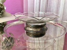 Alt Fu&szlig;schale Schale Glas Silbermontur 925 Silber Konfektschale Wallace