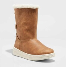 Girls' Aleka Faux-Suede Shearling Style Boots - Cat  Jack Brown 2