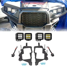 4PCS 3" Cube LED Pods HeadLight Mount W/Wire Kit For Polaris General 1000/XP1000