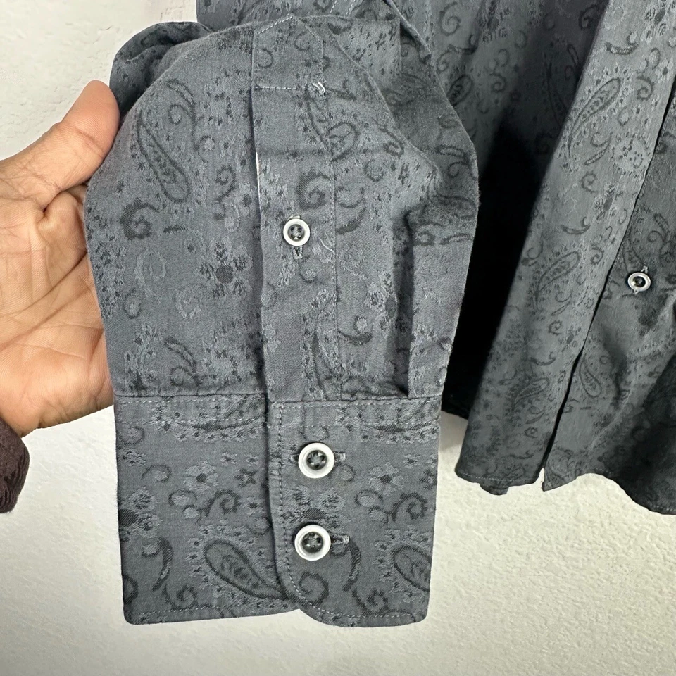 Camisa Robert Graham Para Hombre Grande Negra Cachemira Manga Larga Botón Artístico Caballero Foto 3 de 4