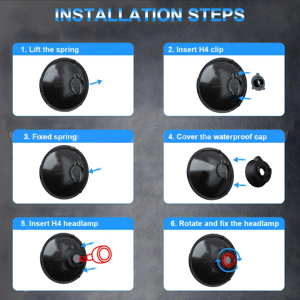 Para Jeep Wrangler JK LJ TJ CJ 7" pulgadas cabeza redonda luz haz sellado carcasa de vidrio Foto 3 de 4