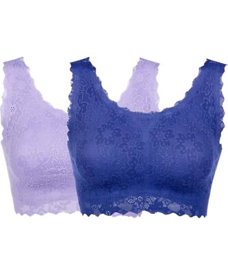Rhonda Shear 2-pack Lace Body Bra Navy/Lavender