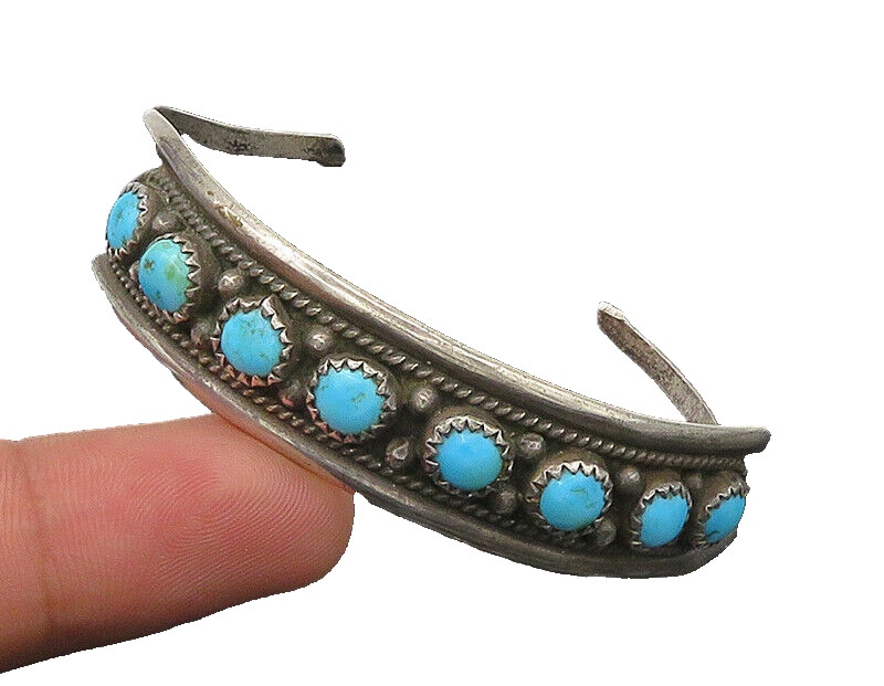 FA NAVAJO 925 Sterling Silver Vintage Turquoise Oxidized