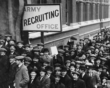 Britons Stand in Line outside Army Recruiting Station During WWI Photo