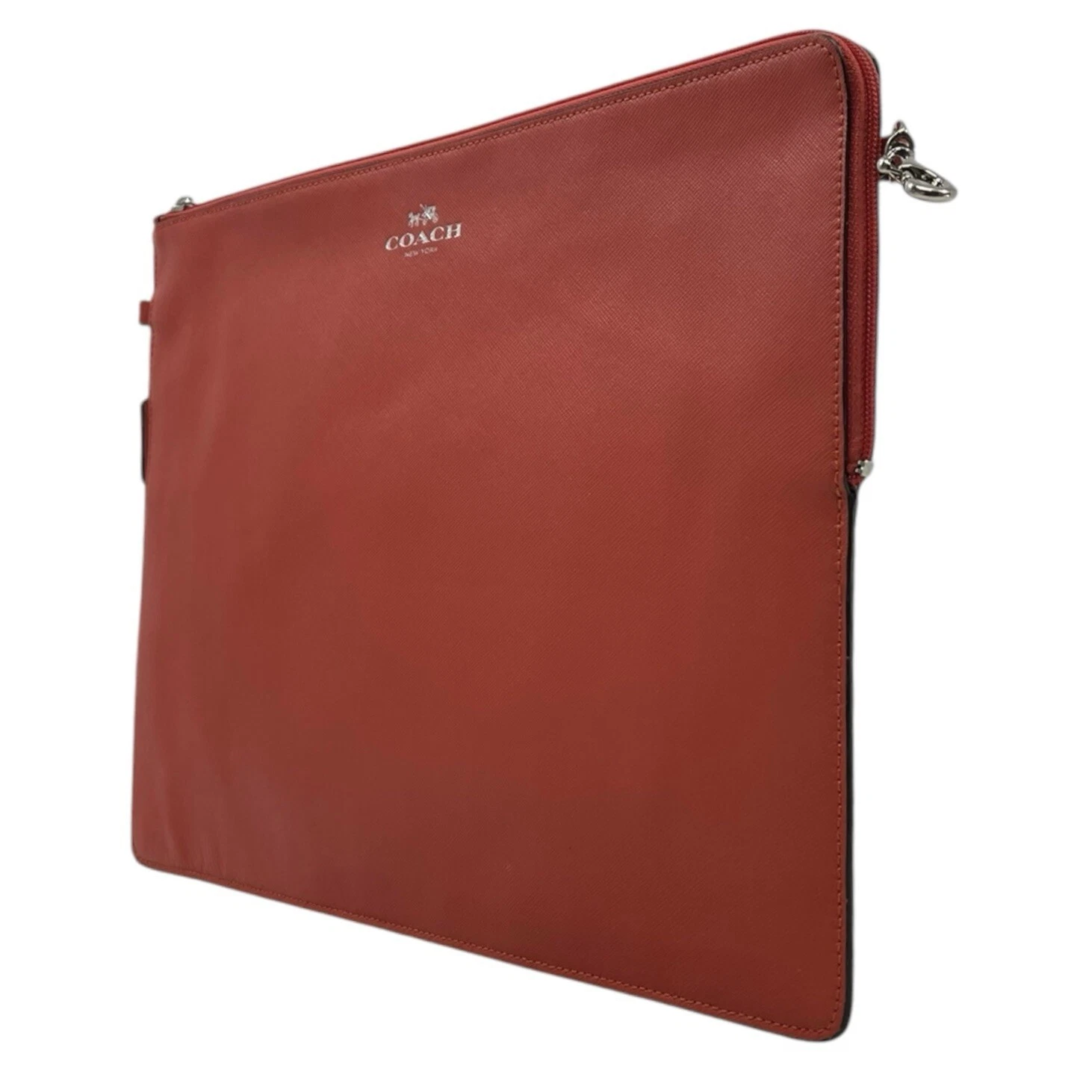 Borsa pochette Coach F6520 pelle saffiano manica tablet zip business pochette ARANCIONE