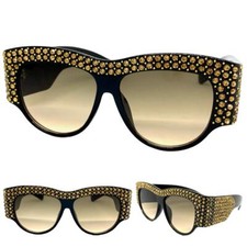 Oversize Classy Elegant Retro SUNGLASSES Big Super Thick Frame Bling Rhinestones