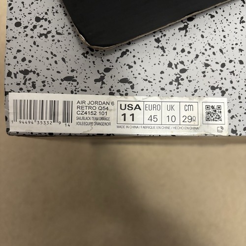 NEW 2020 Nike Air Jordan 6 Retro Quai 54 Sail Black-Team Orange Men's Size 11 US - Picture 15 of 15