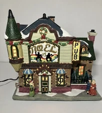 Hoferts Fiber Optic Christmas Village Pub Bar Vintage Porcelain With Box