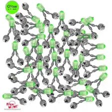 Fish WOW! Fishing Double Bells Alert Clips Bait Lure Bite Alarm Glow in dark lot