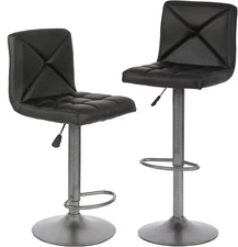 Bar Stools Set of 2 Counter Height Swivel Stool PU Leather Modern Height Adjusta