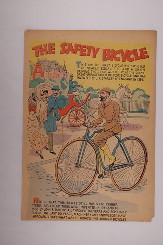 VINTAGE SAFETY FIRST- THE CHOICE 6 DAY RACING & THE SAFETY BIKE comic book page - Foto 2 di 2