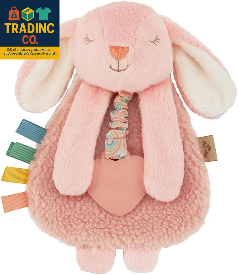 - Itzy Lovey Including Teether - Baby Lovey with Teether, Textured Ribbons & Dan