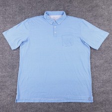 Peter Millar Polo Shirt Mens 2XL Blue Geometric Triangle Pima Cotton Pocket