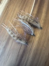 3-pack Hand-Tied Marsh Donkey Redfish Fly. Size 1, Small Lead Eyes,
