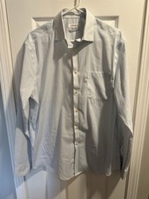 Calvin Klein Shirt Men's 15 - 15 1/2 34/35 White/BlueFresh Comfort Dress Shirt