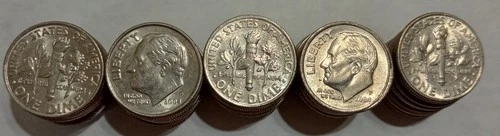 2004 P Roosevelt Dime Roll Circulated Condition But Nice