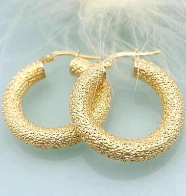 25 mm Creolen 750 Gelbgold 18 KT Gold Ohrringe *rund und dick* 👍 TOP trendy - Bild 1 von 4