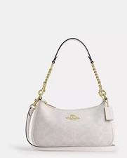 COACH CA548 Teri Shoulder Bag in Signature Canvas white