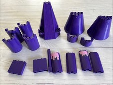 LOTE LEGO MORADO OSCURO 15 PIEZAS CASTILLO TORRE MEDIO CILINDRO PANEL PARED VARIEDAD