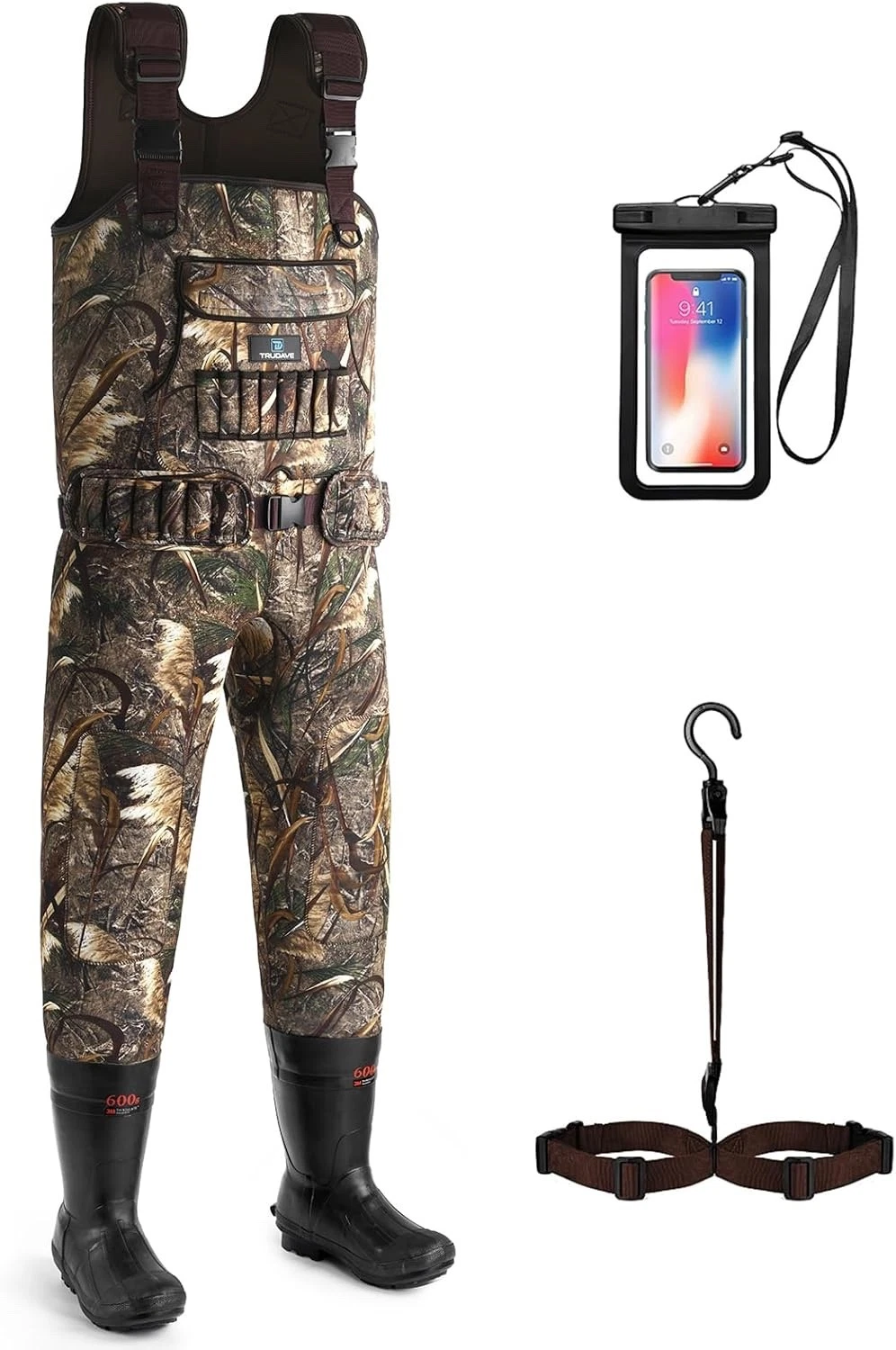 Trudave 4.5mm Neoprene Hunting Chest Waders with 600G Insulated Boots