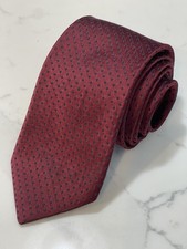 Vintage Burberry of London Silk Tie Red Foulard Micro Polka Dots 57 x 3.25