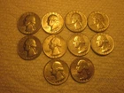 SILVER U.S. QUARTERS (LOT of 10-1964) 8 WITH A "D" MINT AND 2 WITH NO MINT MARK