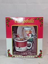 NOS Vintage 1997 Campbell's Soup Mug Cup "joy" Christmas Ornament NIB A10