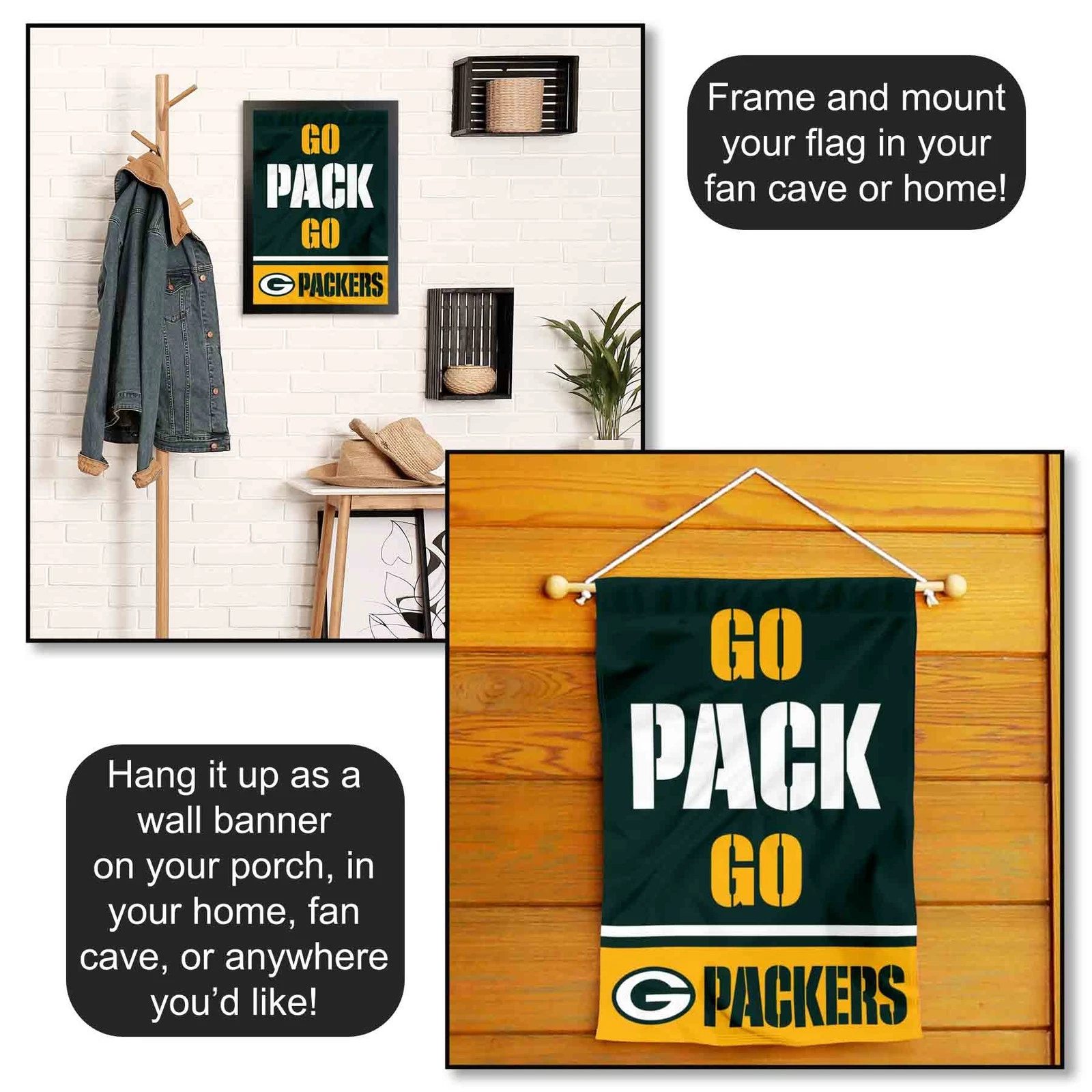 Green Bay Packers Go Pack Go Garden Yard Banner Flag
