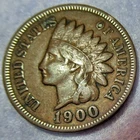1900 Indian Head Copper Cent USA feathered tiara American Liberty United States