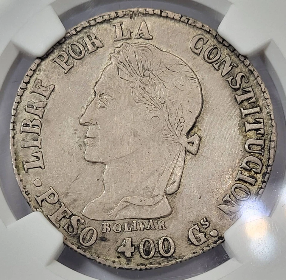 1859 PTS FJ Bolivia Silver 8 SOLES NGC VF-35 Peso 400 Gs - Image 2 of 4