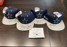 Set Of 4 NOS Dallas Cowboys NFL  Autographed Snapback Hats Jerry Jones Authentic