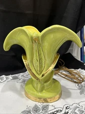 VTG ESCO-LITE TV CALILY TV Lamp greenIsh Yellow/gold/ Ceramic 1950 unmarked ￼