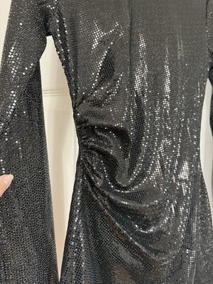 h and m black sequin dress Women's Black Sequined A-line dress