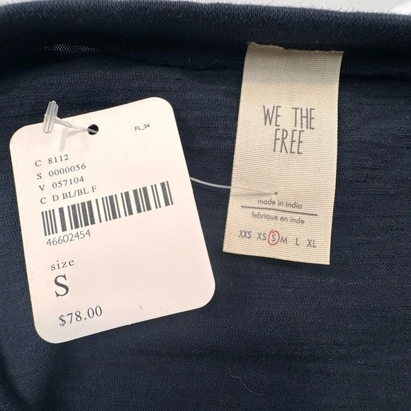 Camiseta Free people Mujer Talla Pequeña Azul Algodón We the free fish Tie Top Tee Foto 4 de 4