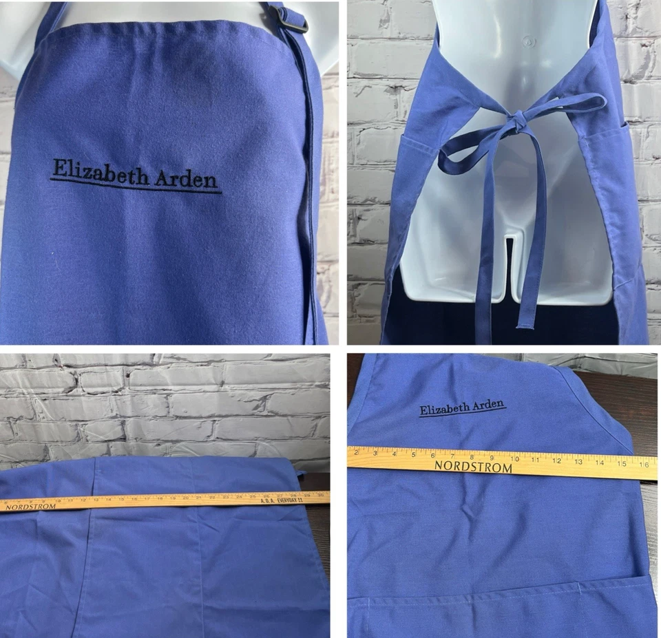 Lot/2 ELIZABETH ARDEN Jacket & Apron SMALL Uniform Top Pockets Cosmetics Counter - Image 3 of 4