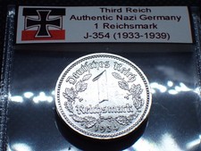 Beautiful Third Reich *1934-E* 1 Reichsmark Coin Nazi Germany Rare Nickel J.354