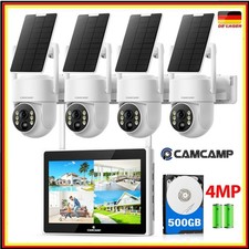 ✅4 STÜCK 2K Solar Überwachungskamera mit 10" Monitor & 500GB Festplatte 10CH NVR