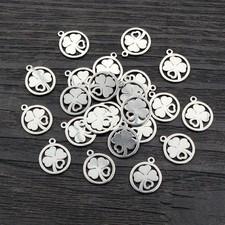 30pc Clover Charms 12x10mm Stainless Steel Pendant DIY Necklace Bracelet Jewelry