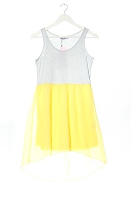 AJC Sommerkleid Damen Kleid Gr. DE 38 hellgrau-blassgelb Casual-Look