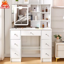 Vanity Set  Led Strips Lights Makeup Desk Mirror Dressing Dresser Table Dresser
