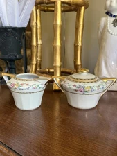Antique GDA Charles Field Haviland Limoges Floral Ivory Porcelain Sugar Creamer