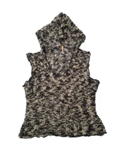 Y2k Susie Fuzzy Thin Knit Hooded Sweater Tank Top Size S Gray Fairy Grunge Twee