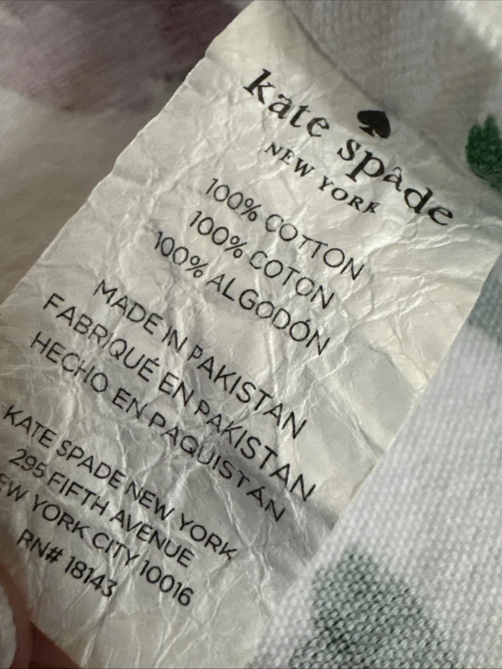 "Mantel floral blanco Kate Spade New York 62"" redondo rojo rosa verde algodón" Foto 3 de 4