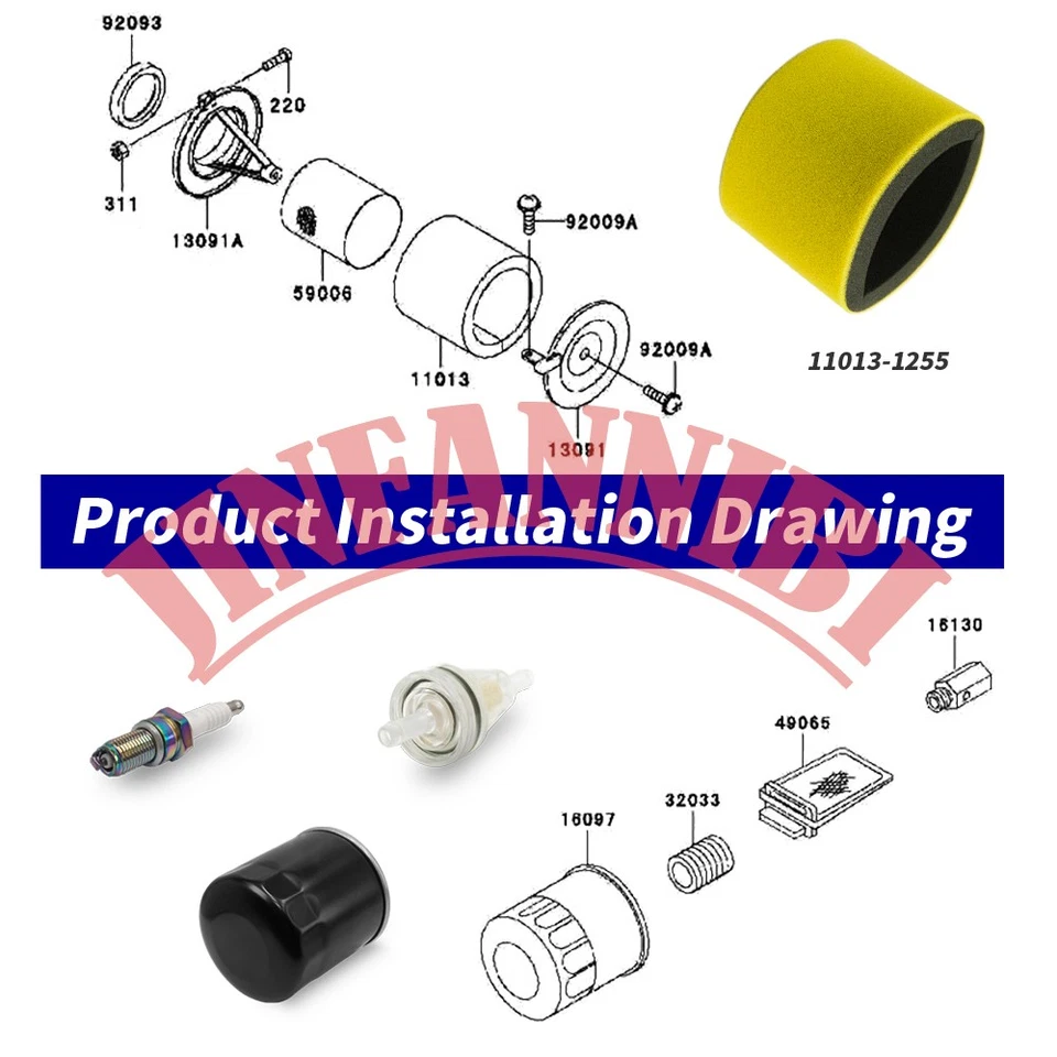 Air Oil Filter Foam Spark Plug Kit Set for Kawasaki Prairie 300 KVF300 1999-2002 Foto 2 de 4