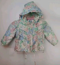 Vintage Rothschild Kute Kiddie Floral Winter Coat Girls Size 3/M Removable Hood 