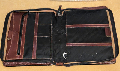 Vintage Scully leather zippered small 8X10 portfolio organizer Rustic Brown