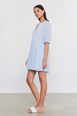 cotton slub tiered dress Cotton Slub Tiered Dress Hydrangea